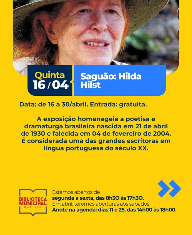 Evento biblioteca-municipal-exposicao-hilda-hilst