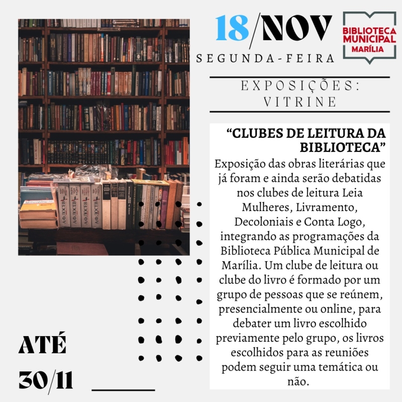 Evento biblioteca-municipal-exposicao-clubes-de-leitura-da-biblioteca